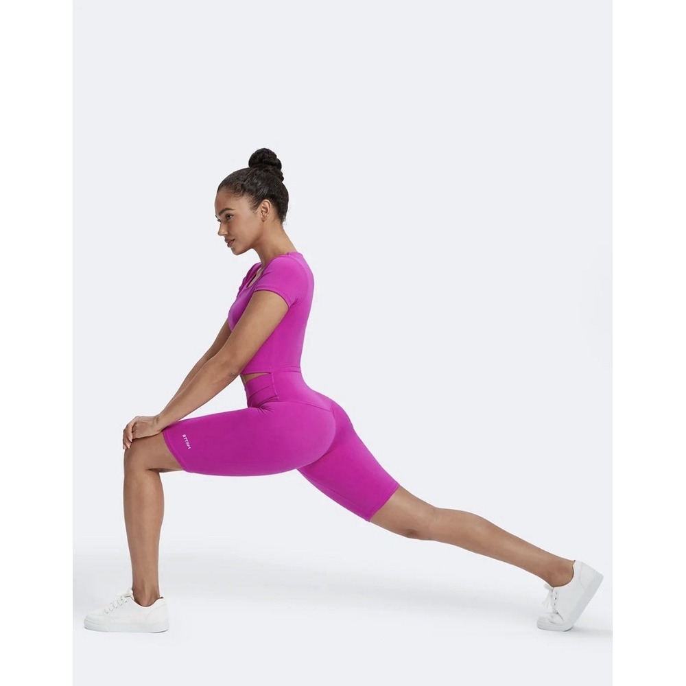 NWT BTTRM Better Me Sz-Med Pink Set Round Crop Top & Sculpting Fit Pilates Short
